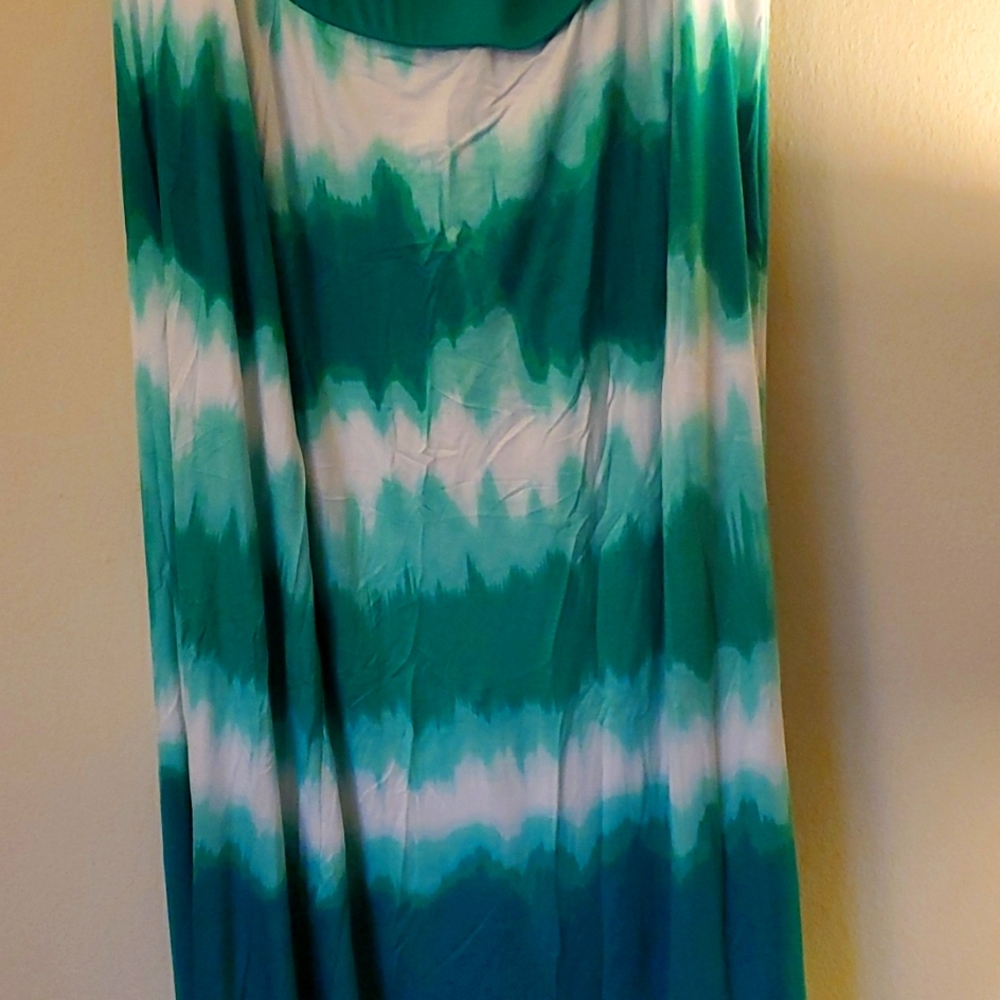 Green and White Maxi skirt